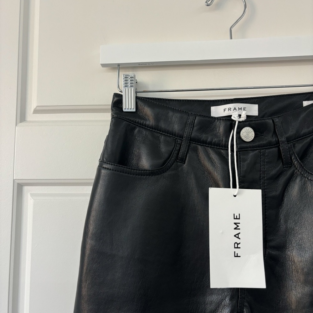 NEW Frame Le Jane cropped stretch-leather straight-leg pants - Picture 10 of 10